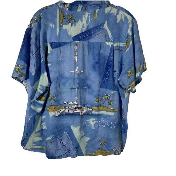 Vintage Jams World Catamaran Hawaiian Button Up Shirt Blue Womens Sz XL Tropical - Picture 2 of 11